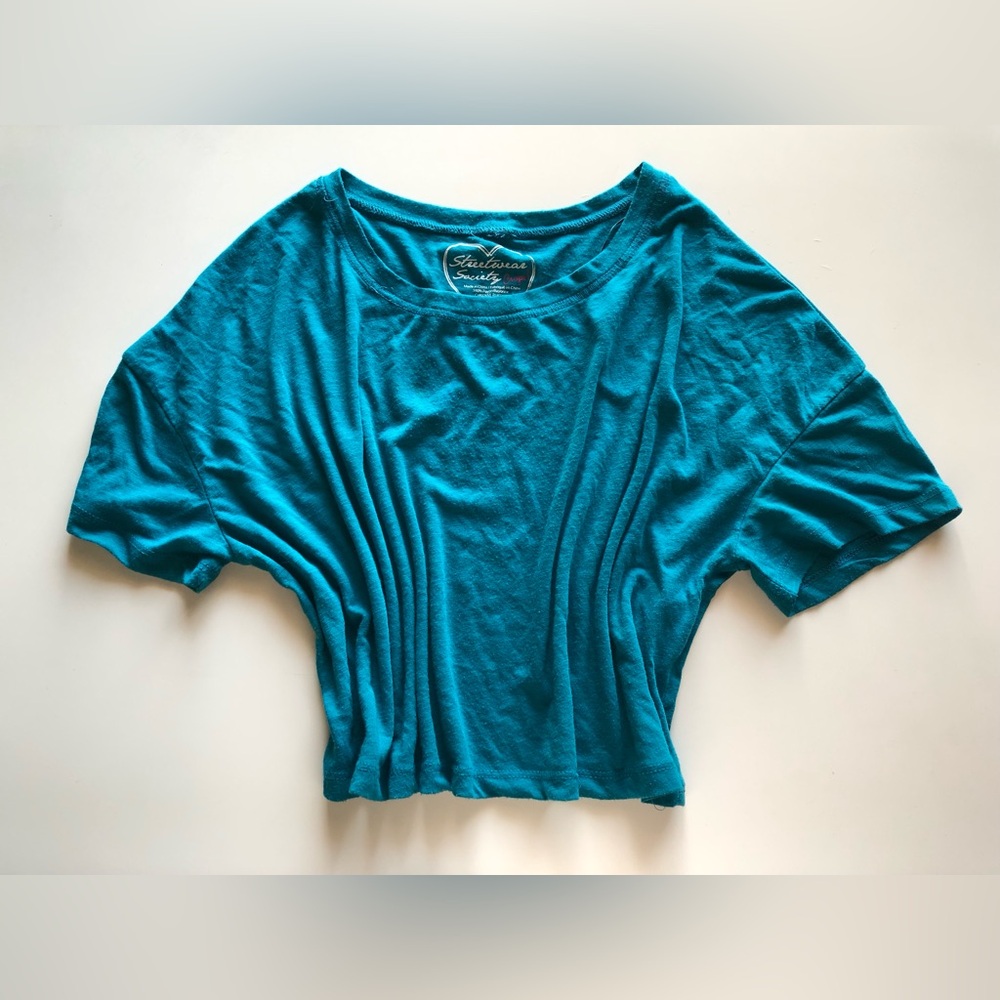 Streetwear Society Teal Cropped Boxy Top Size medium